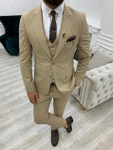 Lambrusco Cream Slim Fit Peak Lapel Striped Suit-baagr.myshopify.com-1-BOJONI