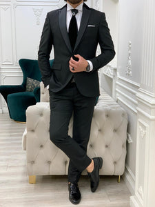 Bojoni Rockefeller Black Slim Fit Tuxedo 