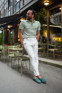 Bojoni Bath Green Striped Polo Shirt