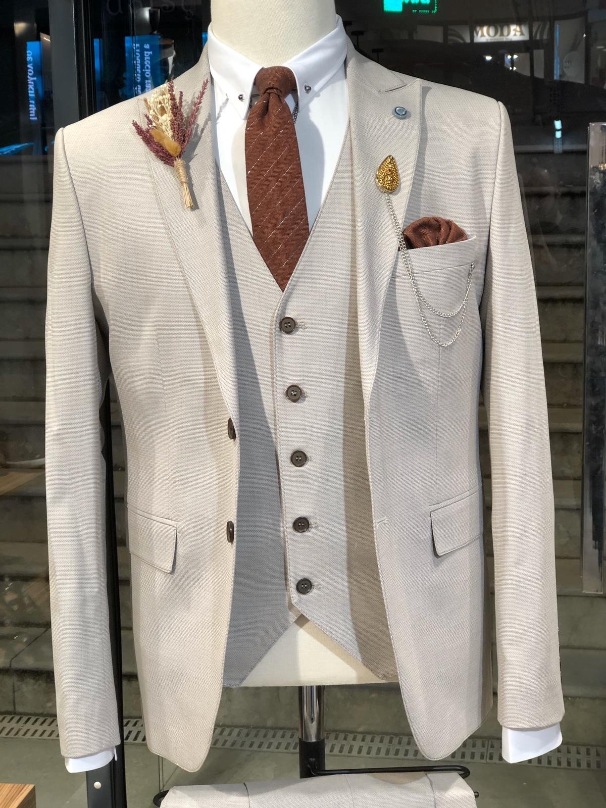 Manco Slim-Fit Suit Vest Beige-baagr.myshopify.com-suit-BOJONI