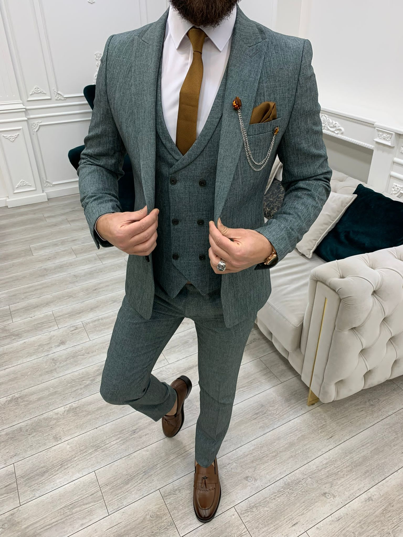 Bojoni Madison Green Slim Fit Suit 