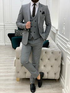 Bojoni Madison Light Gray Slim Fit Suit 