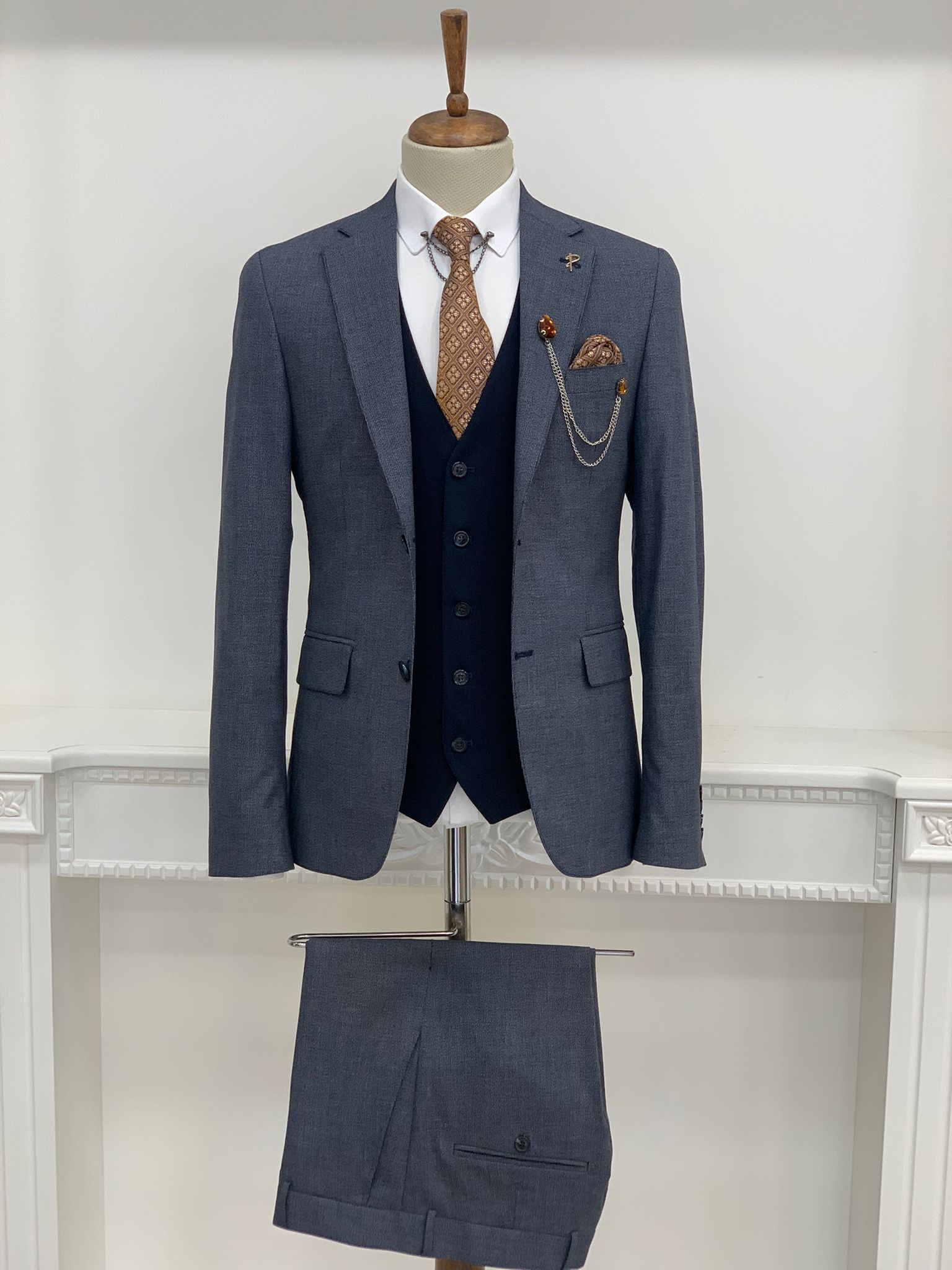 Bojoni Dayton Navy Blue  Slim Fit Suit