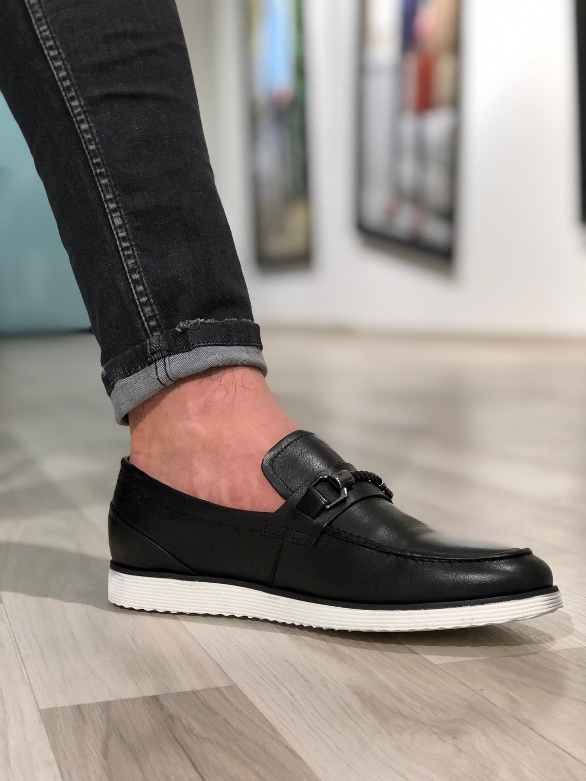 Buckle Detail Calf-Leather Shoes in Black-baagr.myshopify.com-shoes2-BOJONI