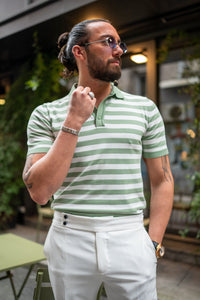 Bojoni Bath Green Striped Polo Shirt