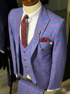 Folndess Slim-Fit Plaid Suit Vest Sax-baagr.myshopify.com-suit-BOJONI