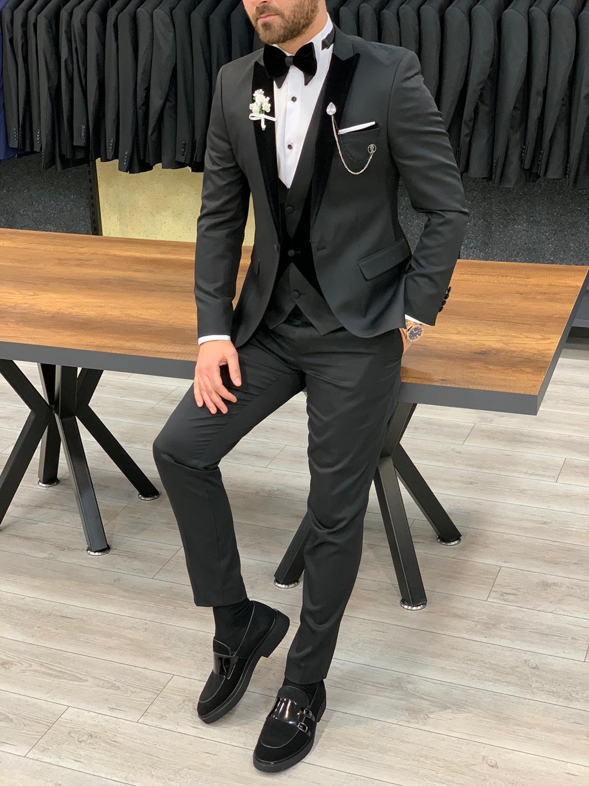 Catani Velvet Black Slim Fit Tuxedo #4-baagr.myshopify.com-1-BOJONI