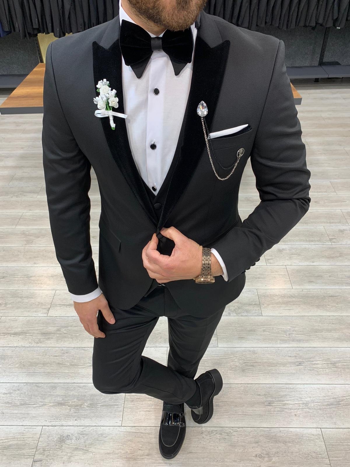 Catani Velvet Black Slim Fit Tuxedo #4-baagr.myshopify.com-1-BOJONI