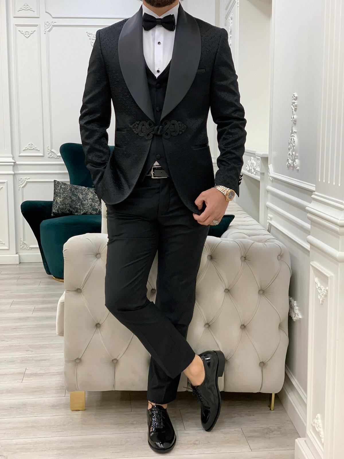 Bojoni Lopez Black Slim Fit Tuxedo 