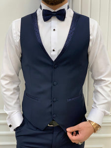 Bojoni Lopez Navy Blue Slim Fit Tuxedo 