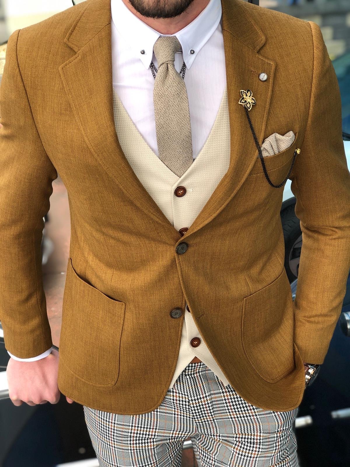 Anas Slim-Fit Cotton  Suit Vest Camel-baagr.myshopify.com-suit-BOJONI