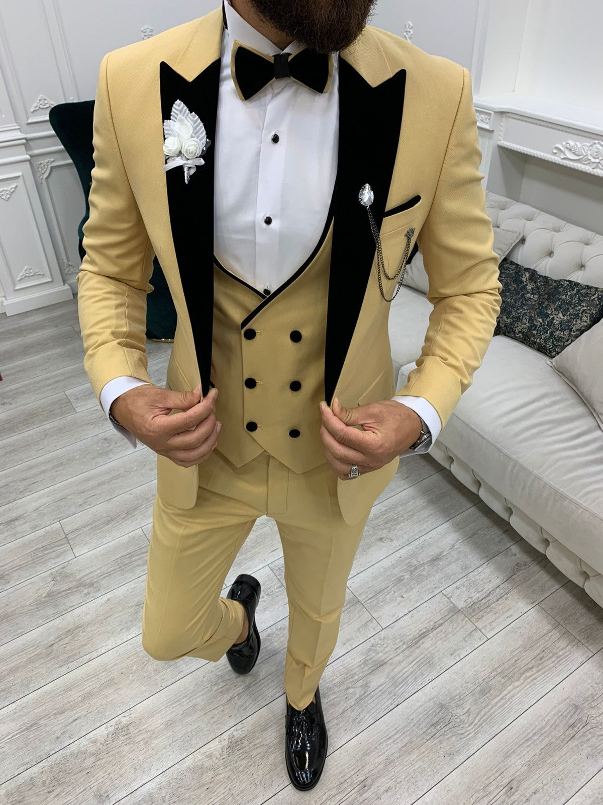 Antonio Yellow Slim Fit Limited Tuxedo