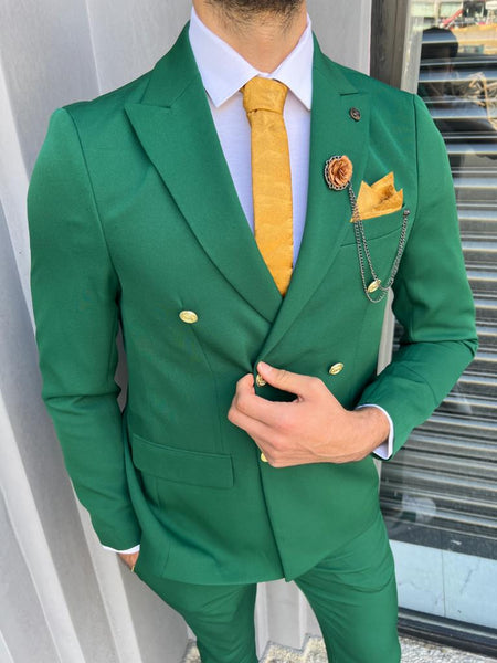 スーツ ADAMSON HOMME Double Breasted Suit Green スーツ ADAMSON HOMME Double Breasted Suit Green 高質 Green