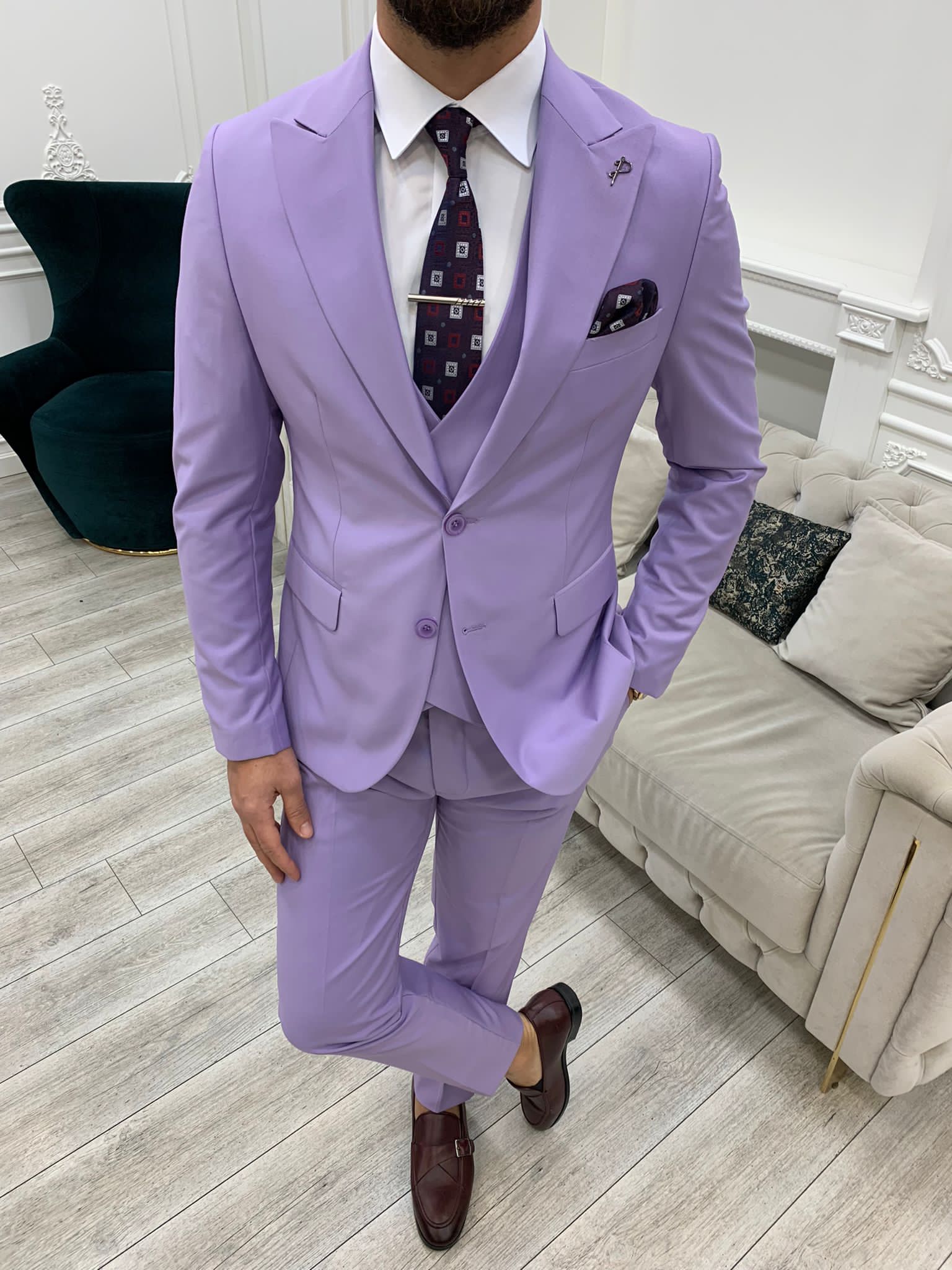 Bojoni Monte Purple  Slim Fit Suit