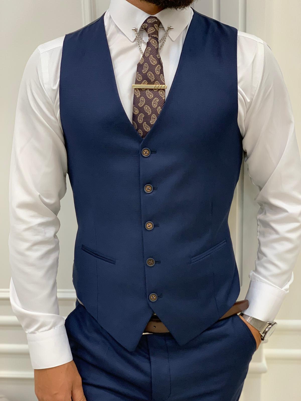 Argeli Navy Blue Plaid Slim Fit Suit-baagr.myshopify.com-1-BOJONI