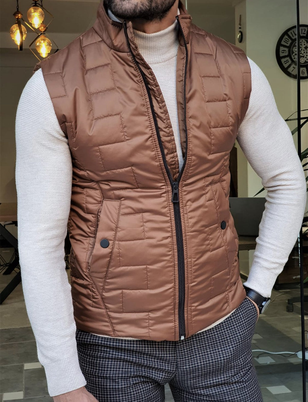 Forenzax Camel Slim Fit Puffer Jacket-baagr.myshopify.com-Jacket-BOJONI