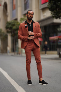 Bojoni Serra Brown Slim Fit Wool Suit