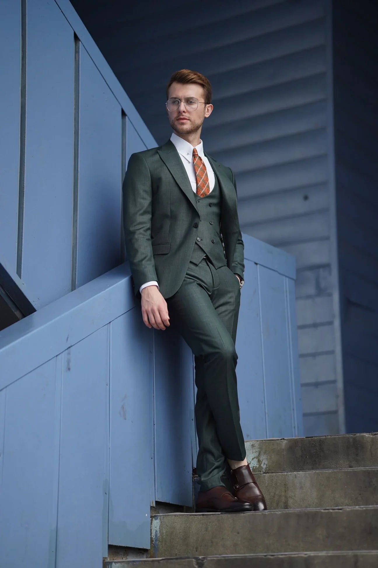 Bojoni Ravenna Slim Fit Green Wool Suit