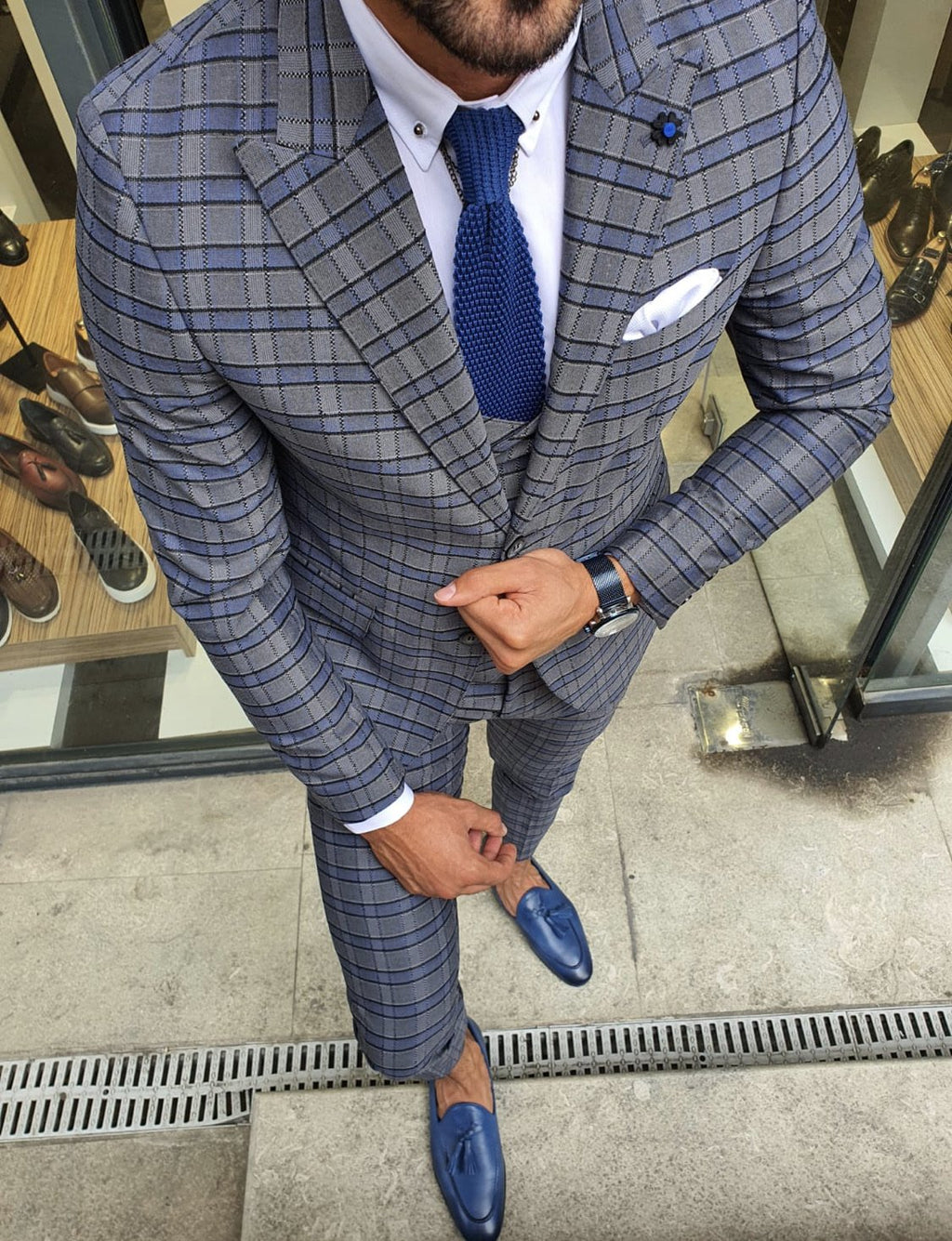 Tommy Gray Slim Fit Plaid Suit-baagr.myshopify.com-suit-BOJONI