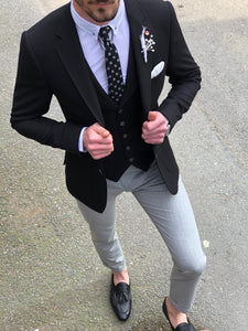 Fendis Slim-Fit Cotton Suit Vest Black-baagr.myshopify.com-suit-BOJONI