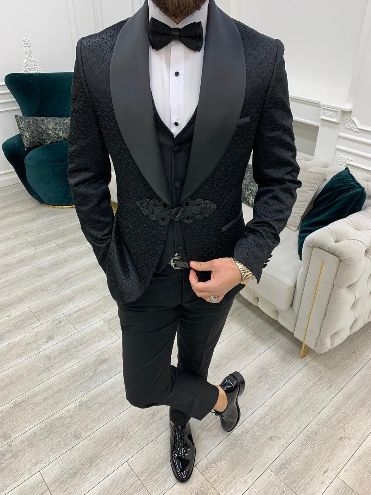 Bojoni Lopez Black Slim Fit Tuxedo 