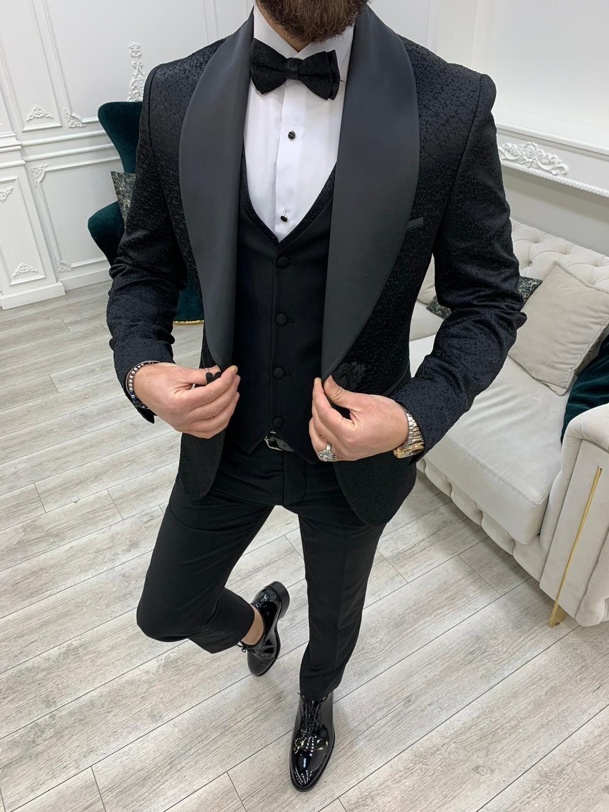 Bojoni Lopez Black Slim Fit Tuxedo 