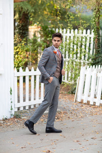 Sapon Slim-Fit Plaid Suit Vest Gray-baagr.myshopify.com-suit-BOJONI