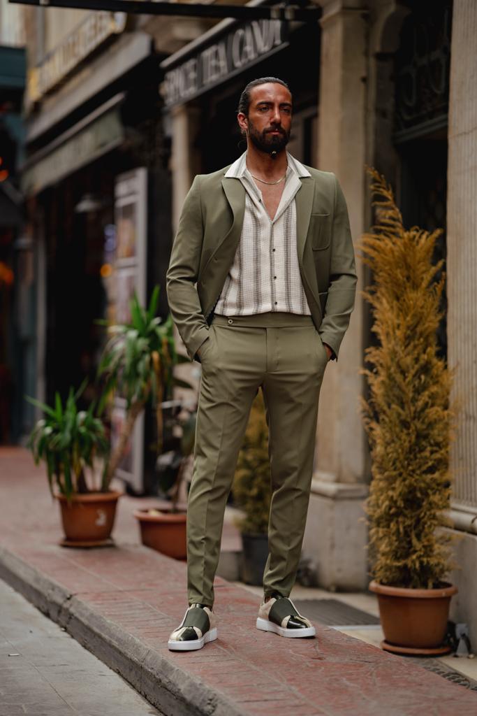 Bojoni Serra Green Slim Fit Wool Suit