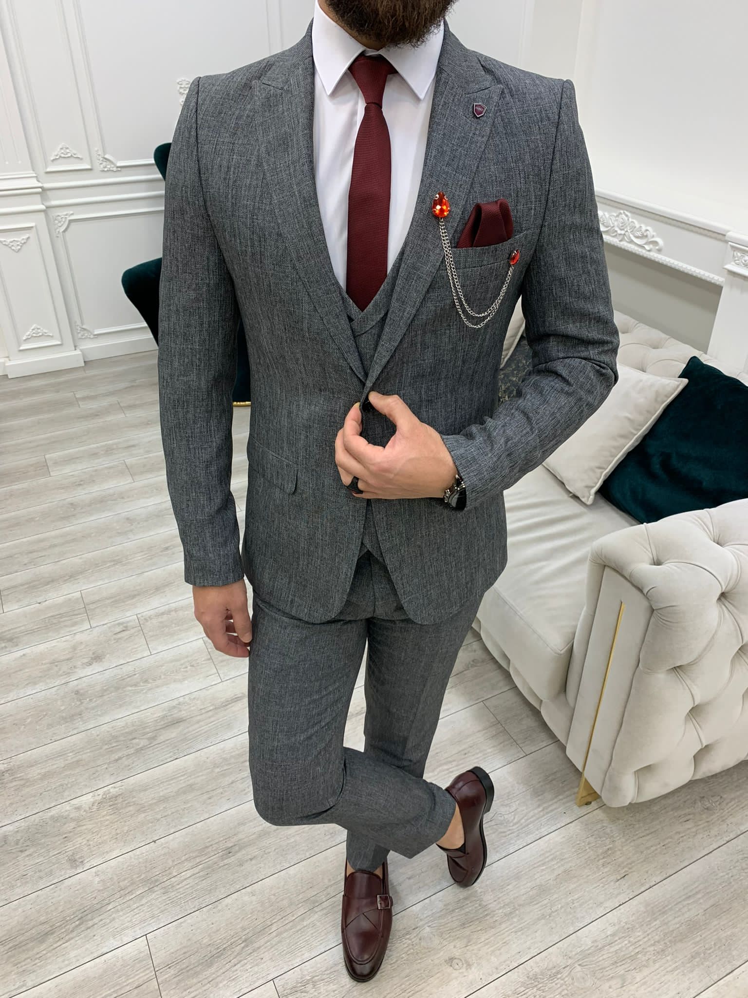 Bojoni Madison Gray Slim Fit Suit 