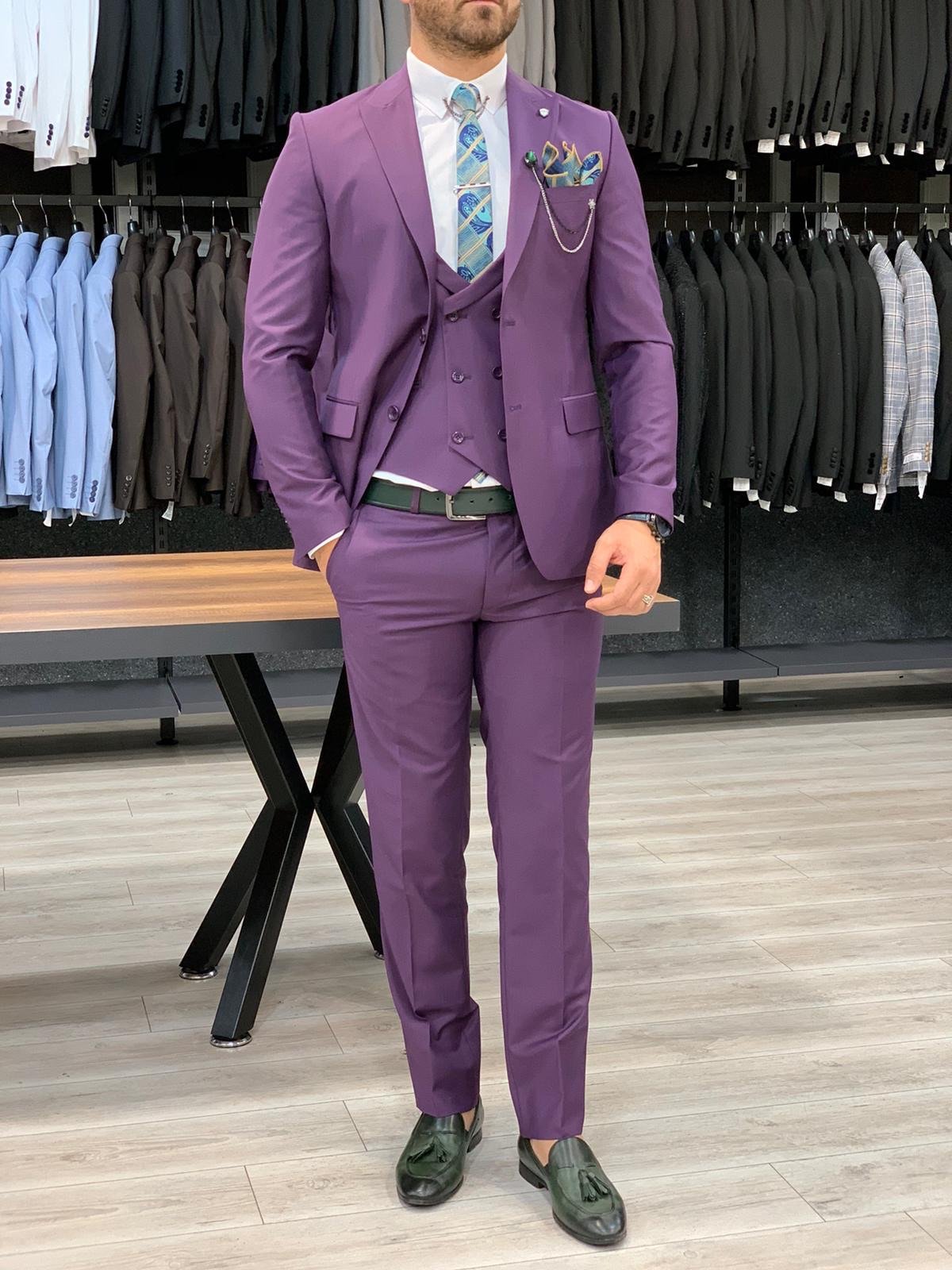 Verona Purple Slim Fit Wool Suit