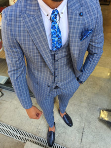 Abeston Navy Blue Slim Fit Plaid Check Suit-baagr.myshopify.com-suit-BOJONI