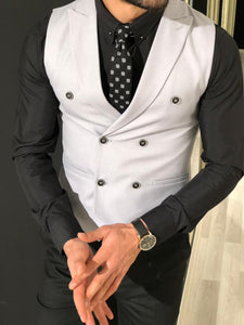 Slim-Fit Double  Breasted Vest Gray-baagr.myshopify.com-suit-BOJONI