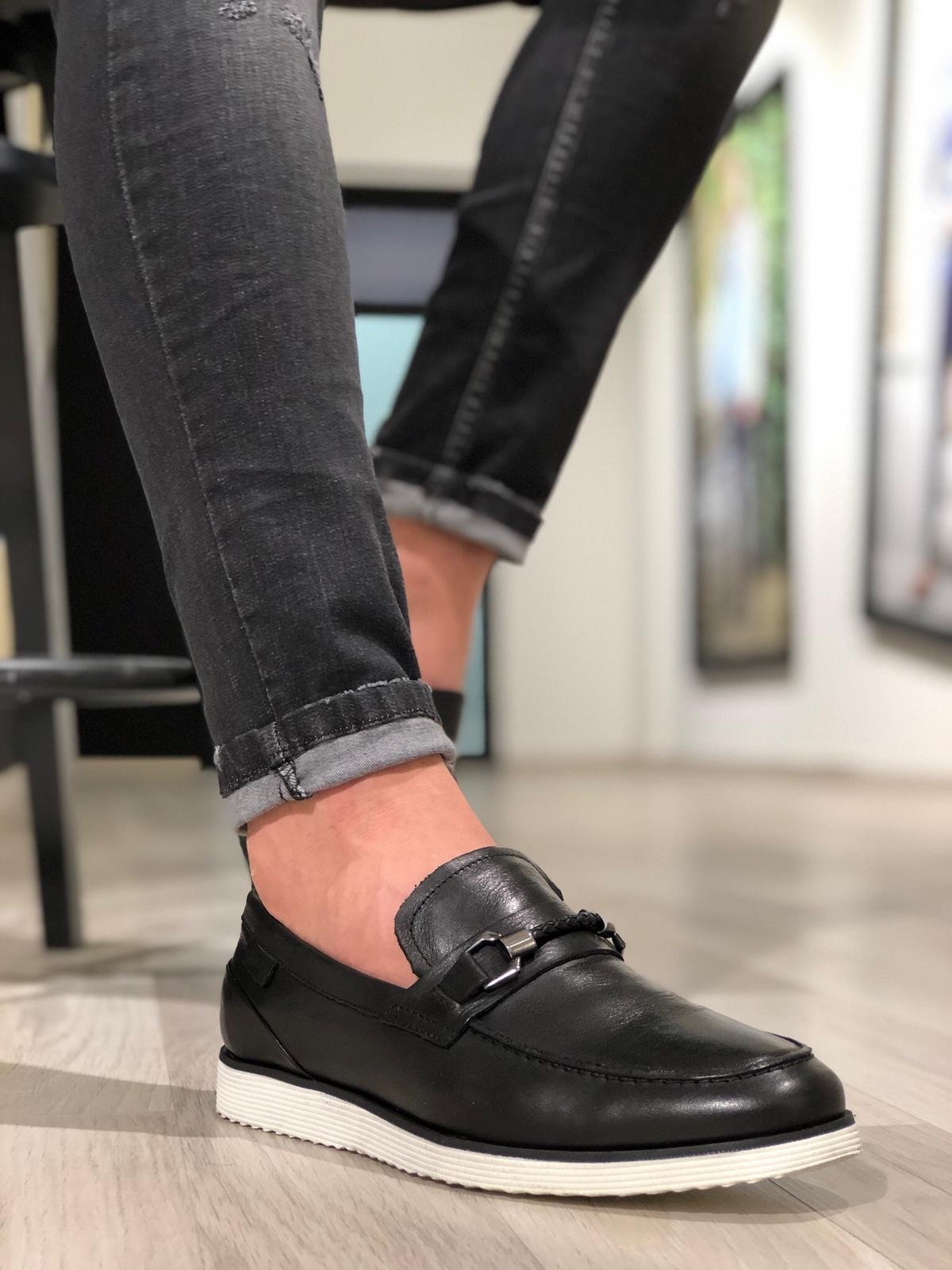 Buckle Detail Calf-Leather Shoes in Black-baagr.myshopify.com-shoes2-BOJONI