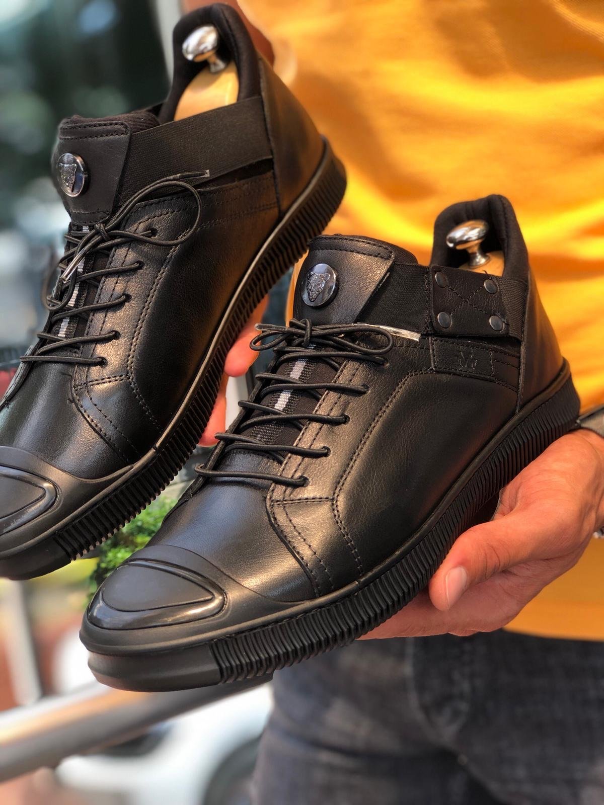 Ringging Detail Laced Sports Shoes Black-baagr.myshopify.com-shoes2-BOJONI