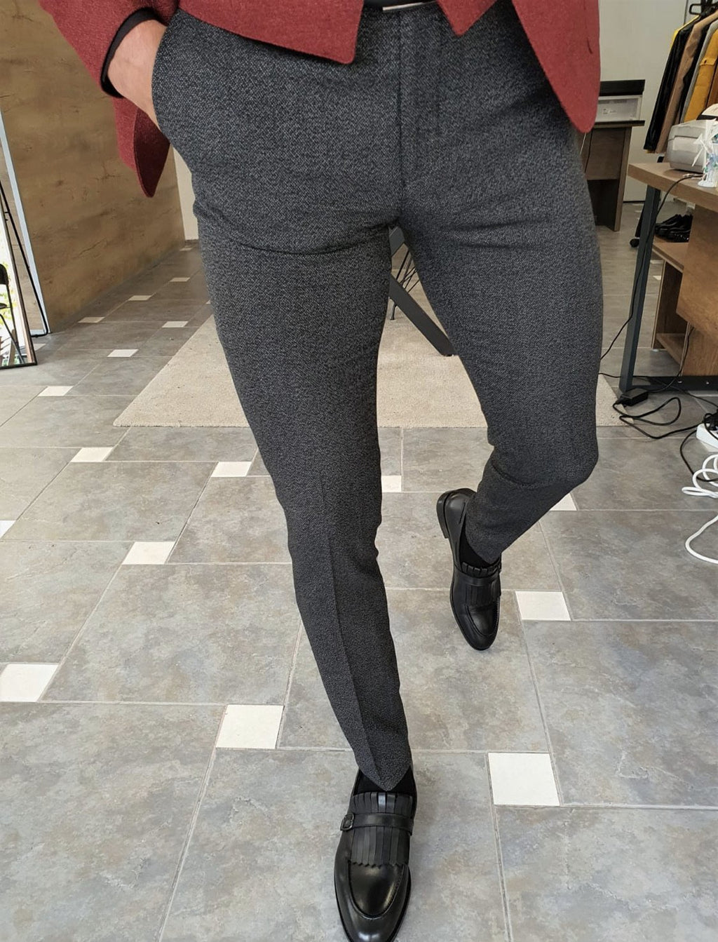 Daroni Black Slim Fit Pants-baagr.myshopify.com-Pants-BOJONI