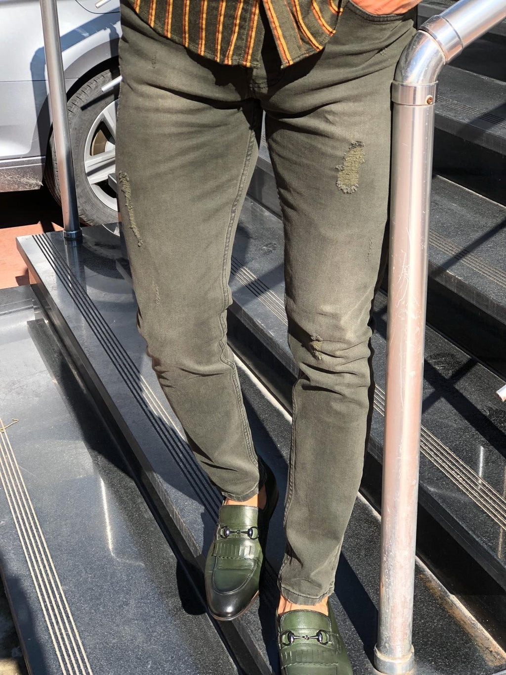 Sas Slim-Fit Ripped Jeans Khaki-baagr.myshopify.com-Pants-BOJONI