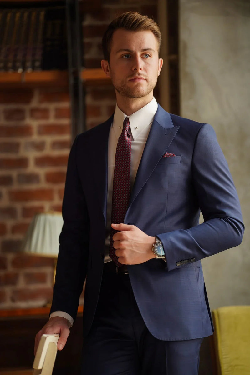 Bojoni Ravenna Slim Fit Premium Wool Navy Blue Suit | VICLAN