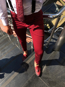 Major Slim-Fit Cotton Pants Claret red-baagr.myshopify.com-Pants-BOJONI