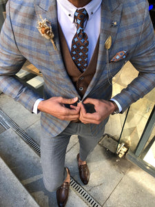 Macr Slim-Fit Plaid Suit Vest Camel-baagr.myshopify.com-suit-BOJONI