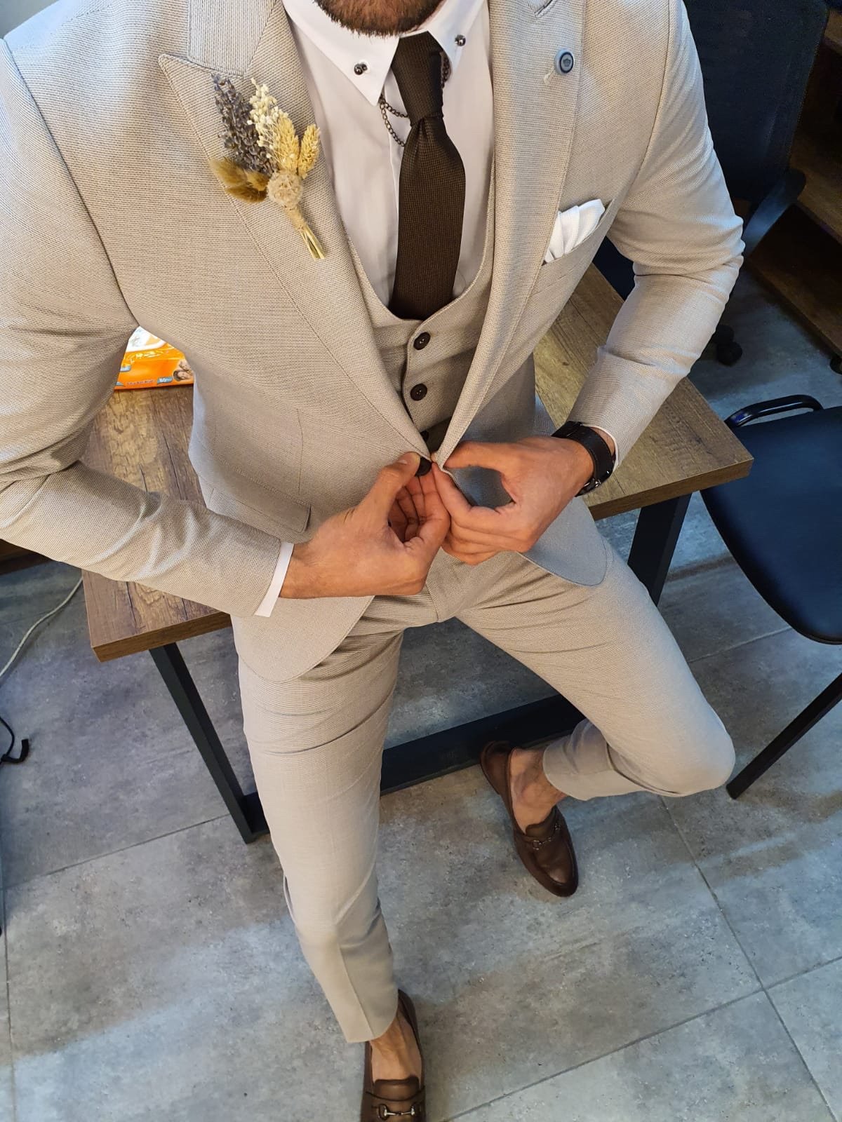 Marc Slim-Fit Suit Vest Beige-baagr.myshopify.com-suit-BOJONI