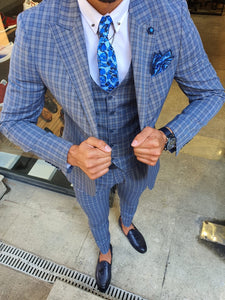 Abeston Navy Blue Slim Fit Plaid Check Suit-baagr.myshopify.com-suit-BOJONI