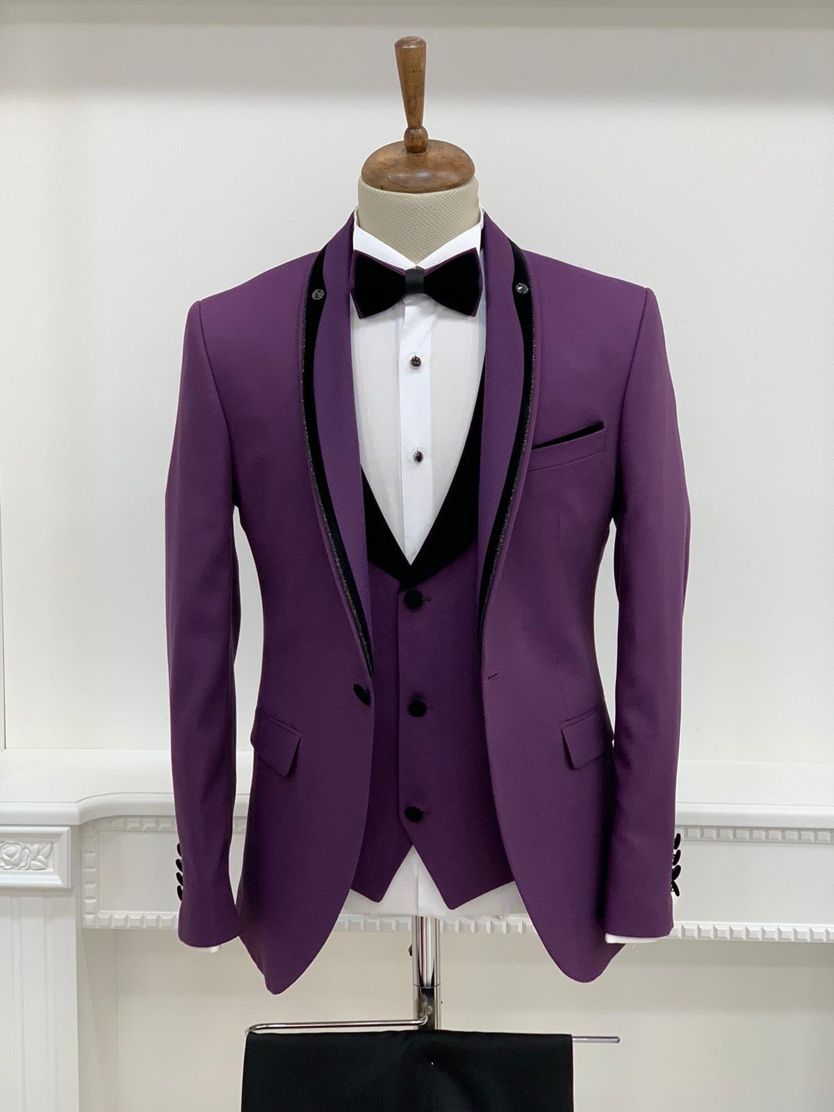 Partoni Royal Purple Slim Fit Tuxedo-baagr.myshopify.com-1-BOJONI