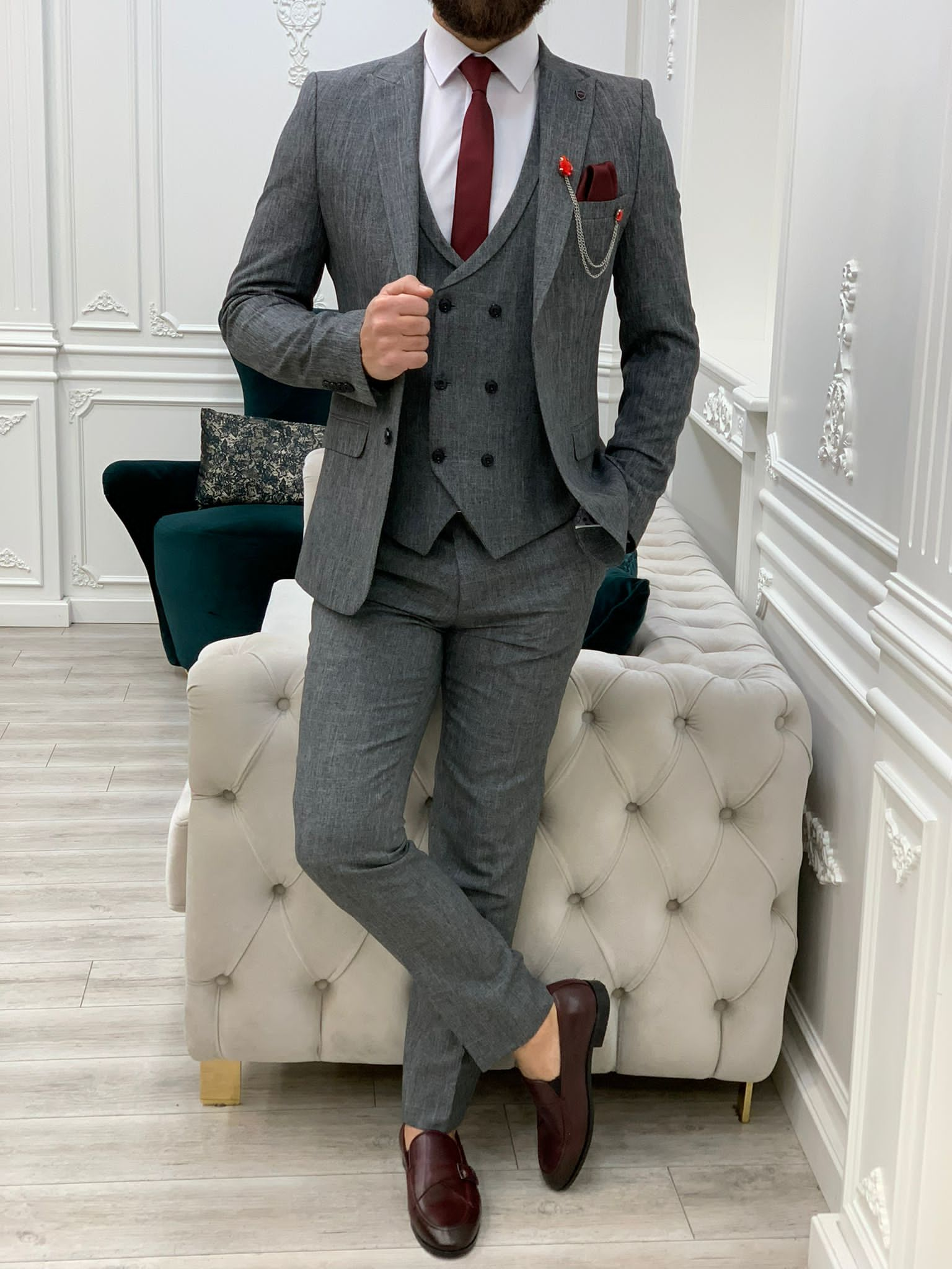 Bojoni Madison Gray Slim Fit Suit 