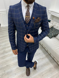 Argeli Navy Blue Plaid Slim Fit Suit-baagr.myshopify.com-1-BOJONI