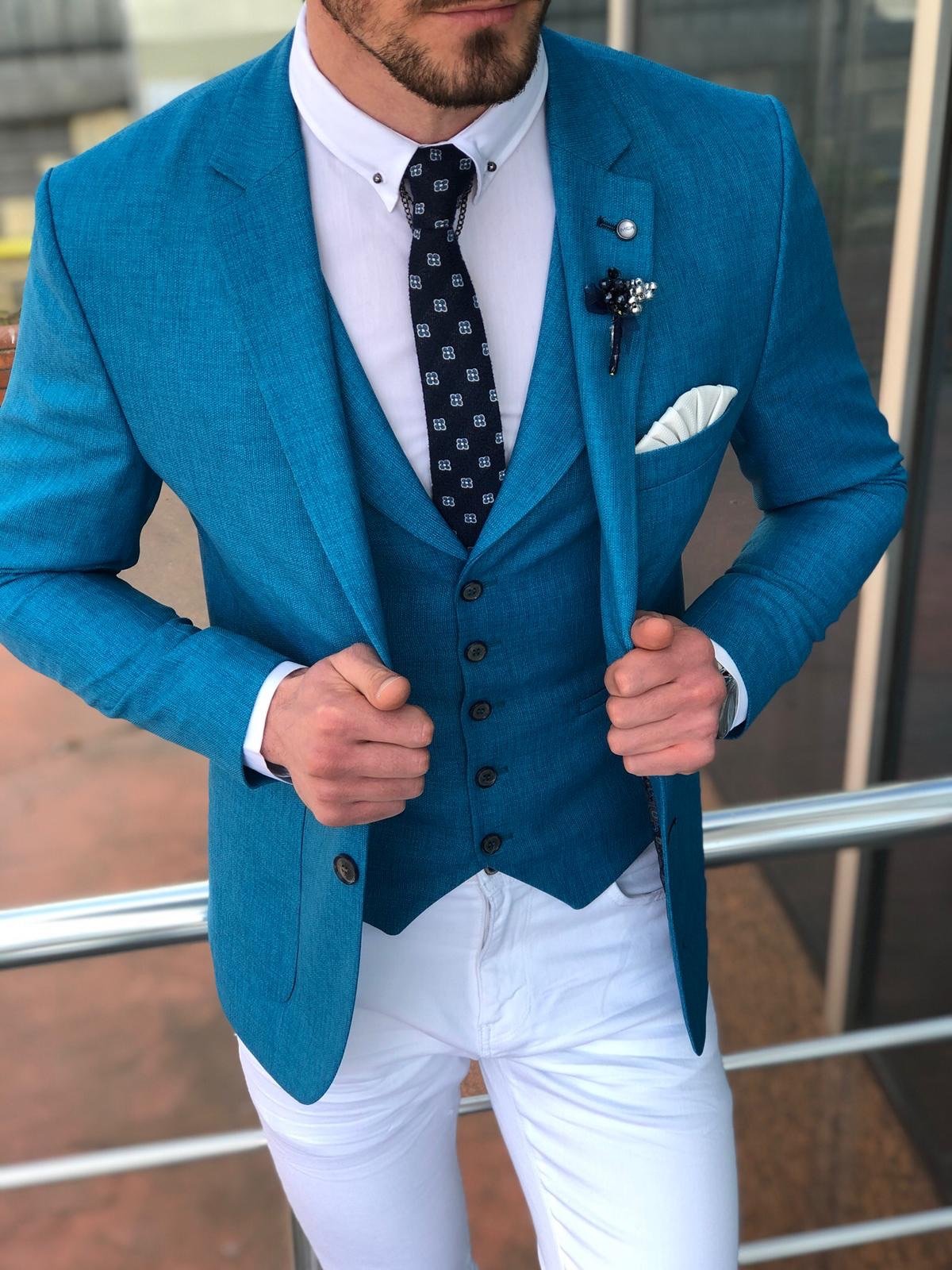 Multi Slim-Fit  Suit Vest Blue-baagr.myshopify.com-suit-brabion