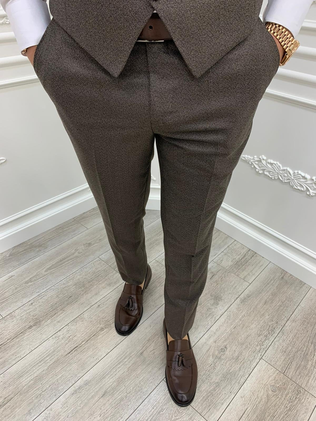 Casatani Coffee Slim Fit Plaid Suit-baagr.myshopify.com-1-BOJONI