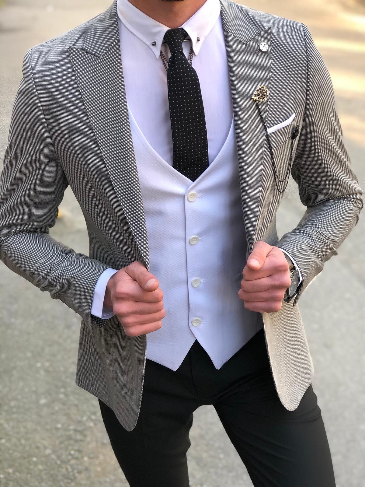 Slim-Fit  Suit Vest Gray-baagr.myshopify.com-suit-BOJONI