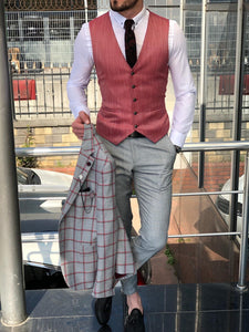 Slim-Fit Plaid Suit Vest Gray-baagr.myshopify.com-suit-BOJONI
