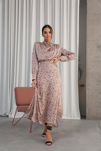 Midi Dress with Shoulder Pads Pink 