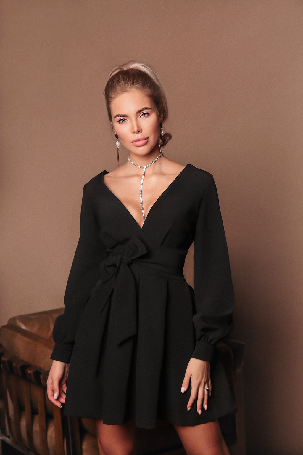 Wrap Dress With Wide Belt 